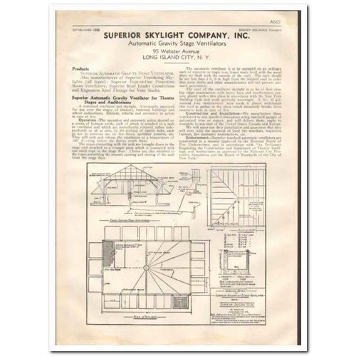SUPERIOR SKYLIGHT COMPANY 1933 gravity ventilator vintage catalog