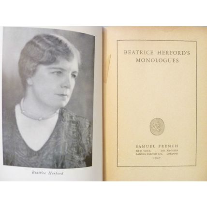 BEATRICE HERFORD'S MONOLOGUES for actors acting auditions comic 1947 HC