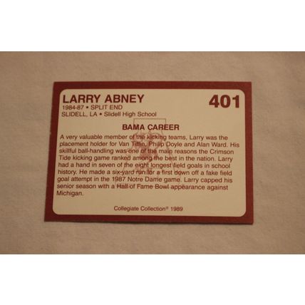 Larry Abney 1989 Collegiate Collection Alabama's Finest NO. 401