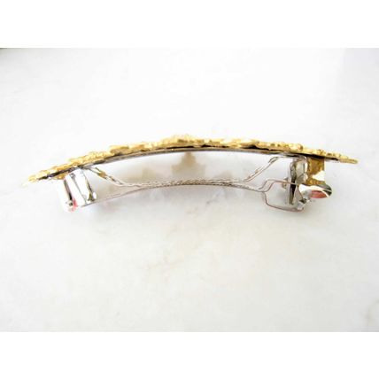Gold or silver metal filigree with leaves hair clip barrette