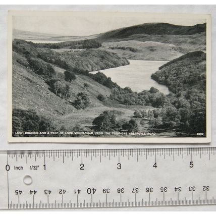 vintage postcard Loch Drunkie & Loch Vennachar from Aberfoyle Road