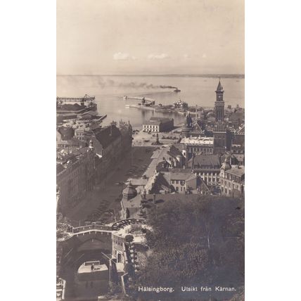 Sweden Halsingborg Utsikt Fran Karnan Panorama Old Postcard