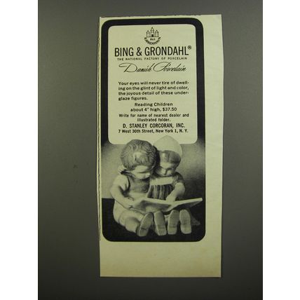 1953 Bing & Grondahl Reading Children Porcelain Figurine Advertisement