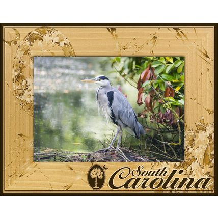 South Carolina with Flowers Laser Engraved Wood Picture Frame Landscape (3 x 5)