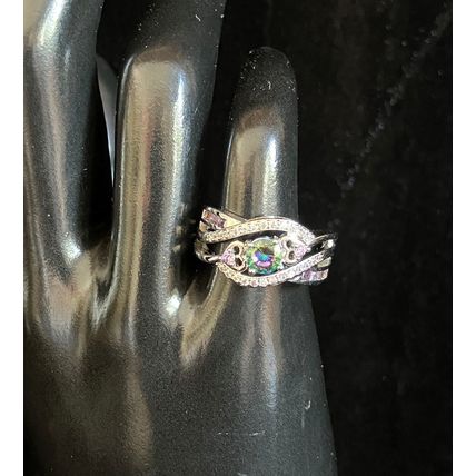 Ring Silver Plated Cubic Zirconia Filled Heart #501, #524