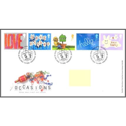 2002 GB FDC - Occasions - Typed Address
