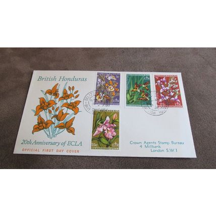 1968 British Honduras FDC Cover - Flowers / Orchids - Belize frank