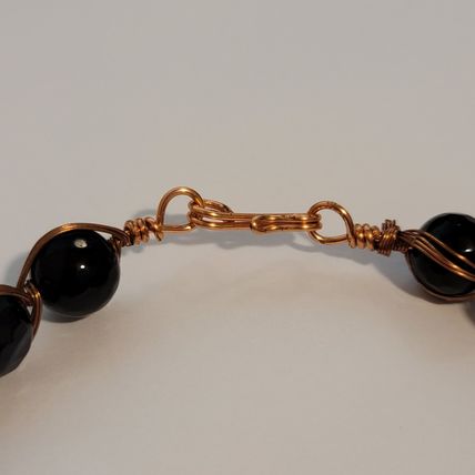 Handmade Wire Wrapped Black Faceted Bead Bracelet