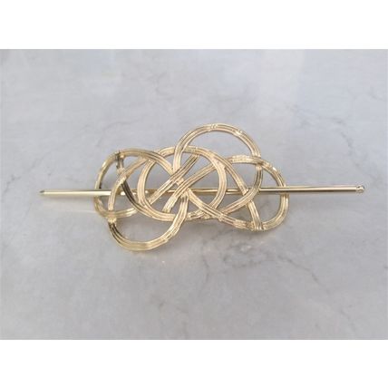 Glold knot metal filigree hair slide stick clip barrette