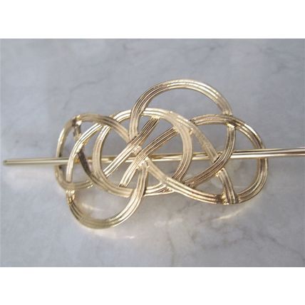 Glold knot metal filigree hair slide stick clip barrette