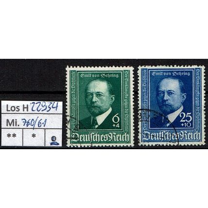 Los H22934: Deutsches Reich Mi. 760/61, gest.