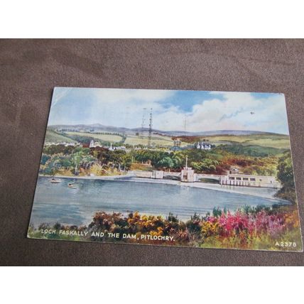 Valentines Postcard - Loch Faskally & Dam Pitlochry Perth Artist E.W Trick A2378