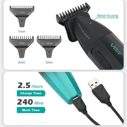 VGR Professional Hair Clipper V-906 9000RPM DLC Coating Blade LED Display USB