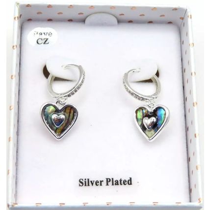 Paua Shell Drop Earrings Heart Shaped Hinged Hoop 2.5 CM Ladies Jewellery Gift