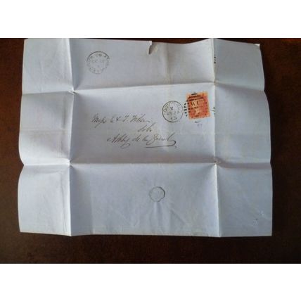 1865 GB QV 1d Red stamp CR Plate 97 entire Fisher Solicitors Ashby de la Zouch