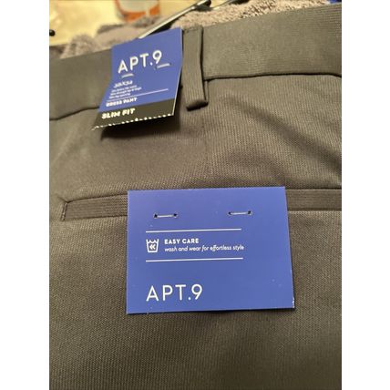 APT. 9 Men's Flat Front Dress Pants Easy Care Slim Fit Choose Your Size Gray