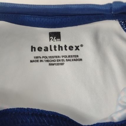 Healthtex Boys Toddler Short Sleeve Blue/White Baseball Tee Shirt Sz 24M
