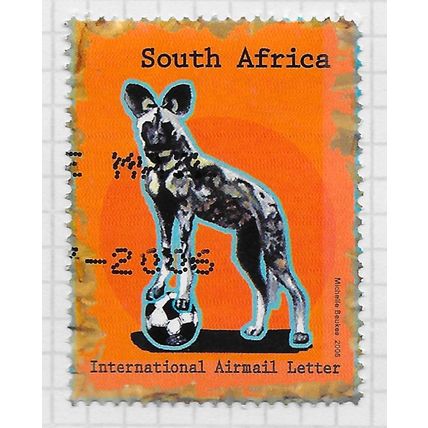 AFRICA SOUTH 2006 FIFA WORLD CUP 2010 HYENA ? STANDING ON FOOTBALL USED