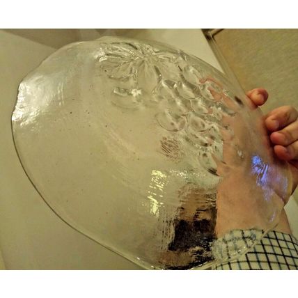 Antique GLASS GRAPE PLATTER plate with design vintage glassware KITCHEN food