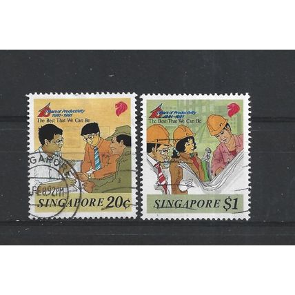 Singapore.10th Anniversary of Productivity Movement set of 2.Fine Used.Jul25