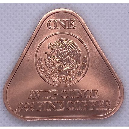 1 Oz Copper Collectile 2024 Triangle Mexico Libertad Onza With Mexican Flag