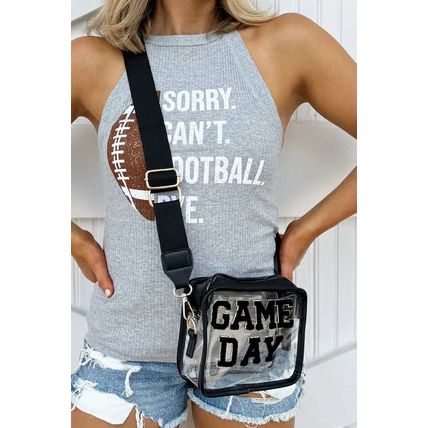 Black GAME DAY Pattern Clear Shoulder Bag