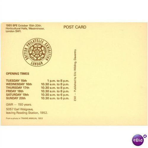 British Philatelic Exhibition London 1985 - 5057 Earl Walgrave, leaving Reading