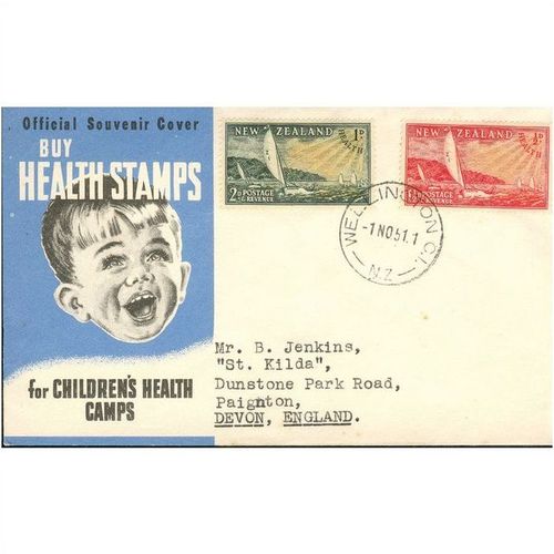 New Zealand Cover 1951 - SG 708-709 - Buy Health Stamps