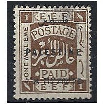 Palestine 1920 SG30 1m Sepia Mounted Mint (slight thin) . . .
