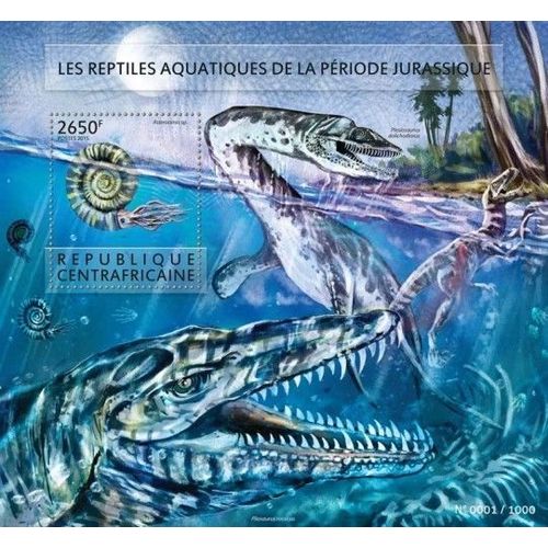 CENTRAL AFRICA 2015 SHEET MNH PREHISTORIC WATER ANIMALS DINOSAURS DINOSAURES 3A