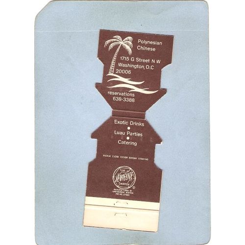 DC Washington Matchcover Tiki Aloha Hut Your Beach at Waikiki in the Natio~69