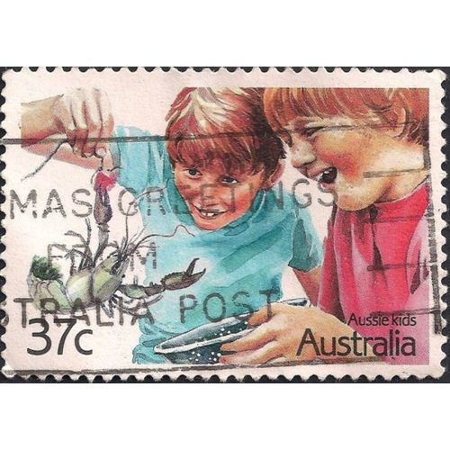 AUSTRALIA, CRUSTACEAN, Aussie Kids, white 1987, 37c