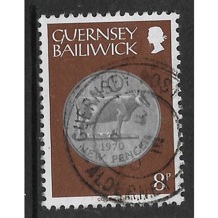 GUERNSEY 1979 COINS 8p BLACK SILVER BROWN SG 184 FINE USED