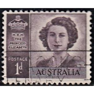 AUSTRALIA, 1947 1d QEII, SG 222 (Scott #210), used