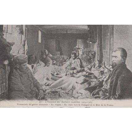 French Prisoners Of War Transportation Wagon Antique WW1 Military Postcard