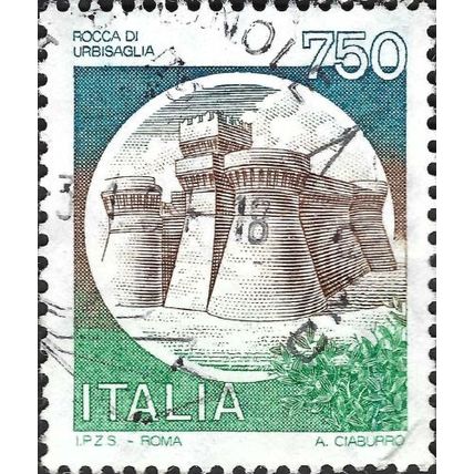 ITALY , Castles, Urbisaglia, violet 1990, 750lira, #5