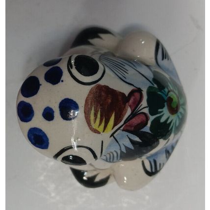Vintage Mexican Tonala Pottery Frog Folk Art Hand-Painted Sculpture Ceramic Gift