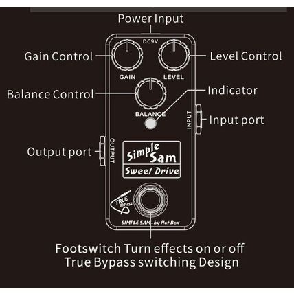 Simple Sam Sweet Drive Analog Overdrive Guitar FX Pedal Bypass Astounding Tone ✅