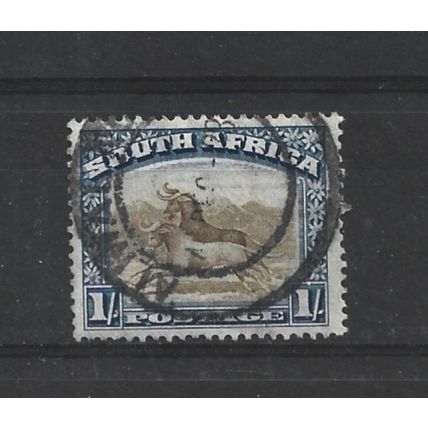 SouthAfrica.SG48 1s Black&Blue Wildebeest.English Inscription.Fine Used.Aug25c