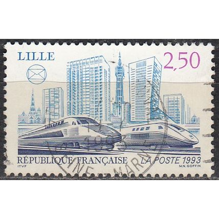 France 1993 Michel 2957 O Cote (2008) 1.00 € Lille TGV et Euralille Cachet rond