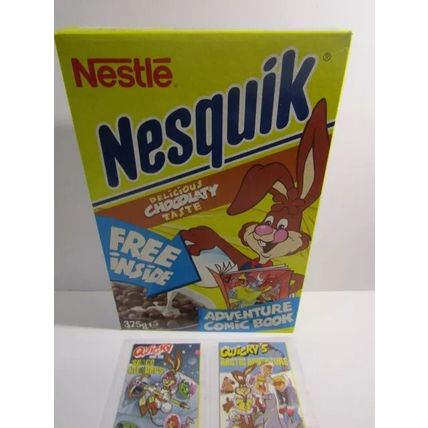 Nestle 1995 Nesquik Quiky`s Adventures Cereal Box Set of 4 Adventure Books