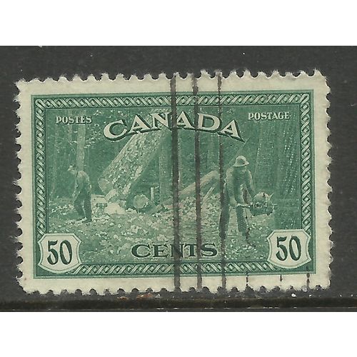 Canada 1946 - 47 50ct Green Peace Conversion SG 405 ( H214 )