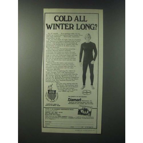 1979 Damart Thermolactyl Underweear Ad - Cold all Winter Long?