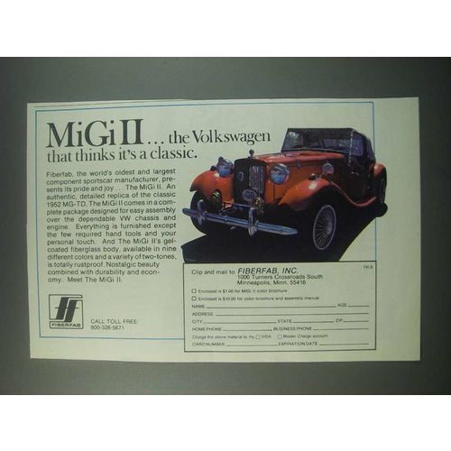 1979 Fiberfab MiGi II Kit Car Ad - The Volkswagen That Thinks It's a Classic