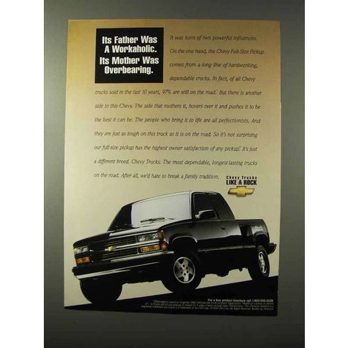 1995 Chevy Pickup Truck Ad - Father Was a Workaholic