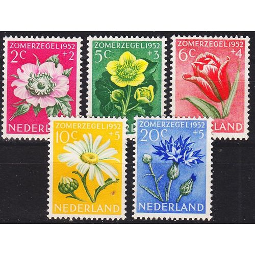 NIEDERLANDE NETHERLANDS [1952] MiNr 0588-92 ( */mh ) Blumen