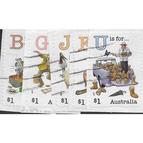 AUS 2017 (SET) (S/A)'FAIR DINKUM ALPHABET'(5v)(ON PAPER)' FINE USED (EBID64-075)