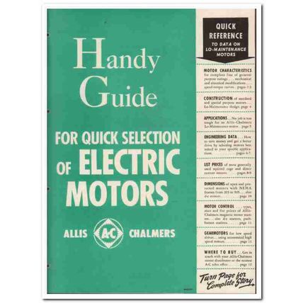 Allis-Chalmers 1945 vintage electrical catalog motor handy guide