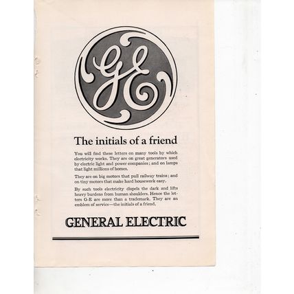 General Electric vintage Print Ad September 1923