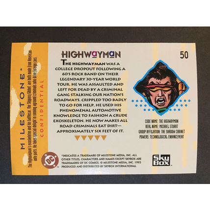 Milestone: The Dakota Universe trading card #50 (Highwayman)